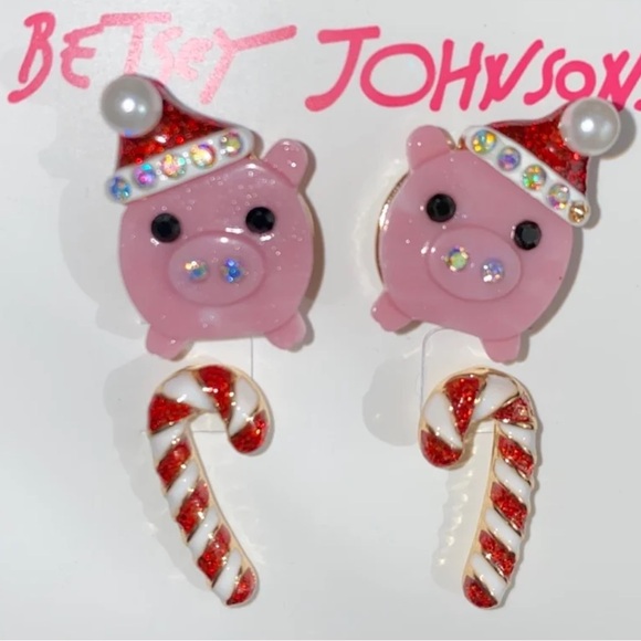 New Betsey Johnson  Winter Stud Studs Set of 4 Earrings - Picture 6 of 11